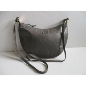 *Anne Klein For Calderon Hobo Crescent Taupe Leather Shoulder Bag